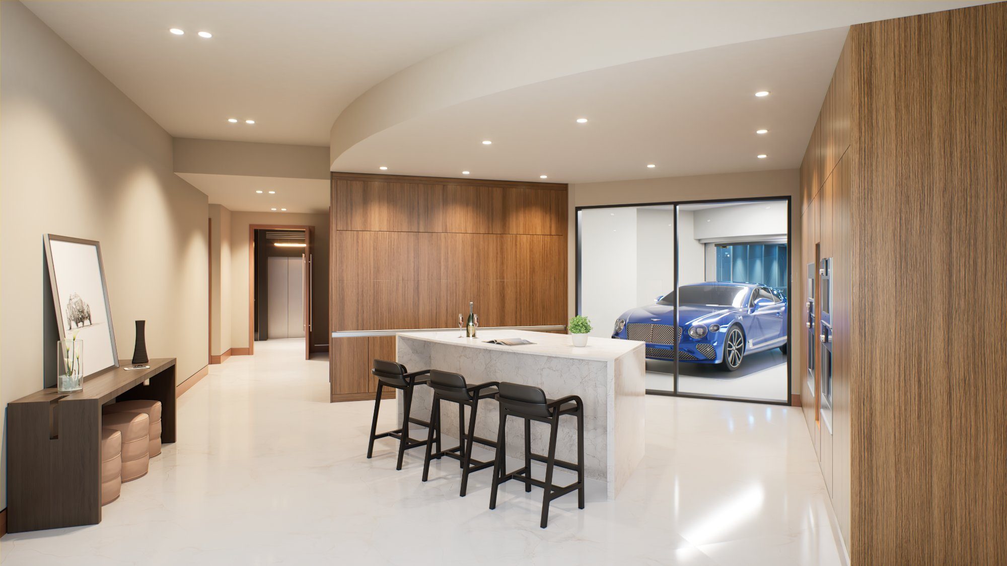 Kitchen with Italian cabinetry closed at Bentley Residences Miami