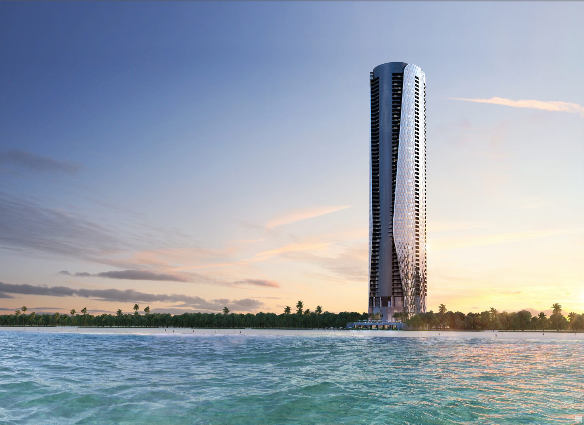 Bentley Residences Miami seen from the beach in Sunny Isles Beach